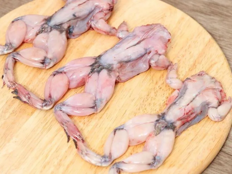 Ếch làm sẵn nên được rửa sạch, để ráo, cho vào hộp kín và bảo quản lạnh nếu chưa chế biến ngay.
